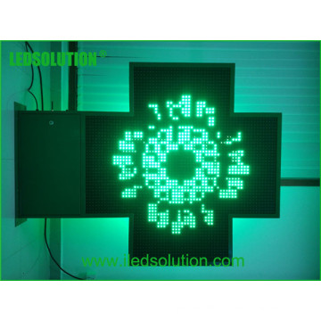 Outdoor-Zeit / Temperatur / Text / Luftfeuchtigkeit Einfarbige Apotheke Kreuz LED